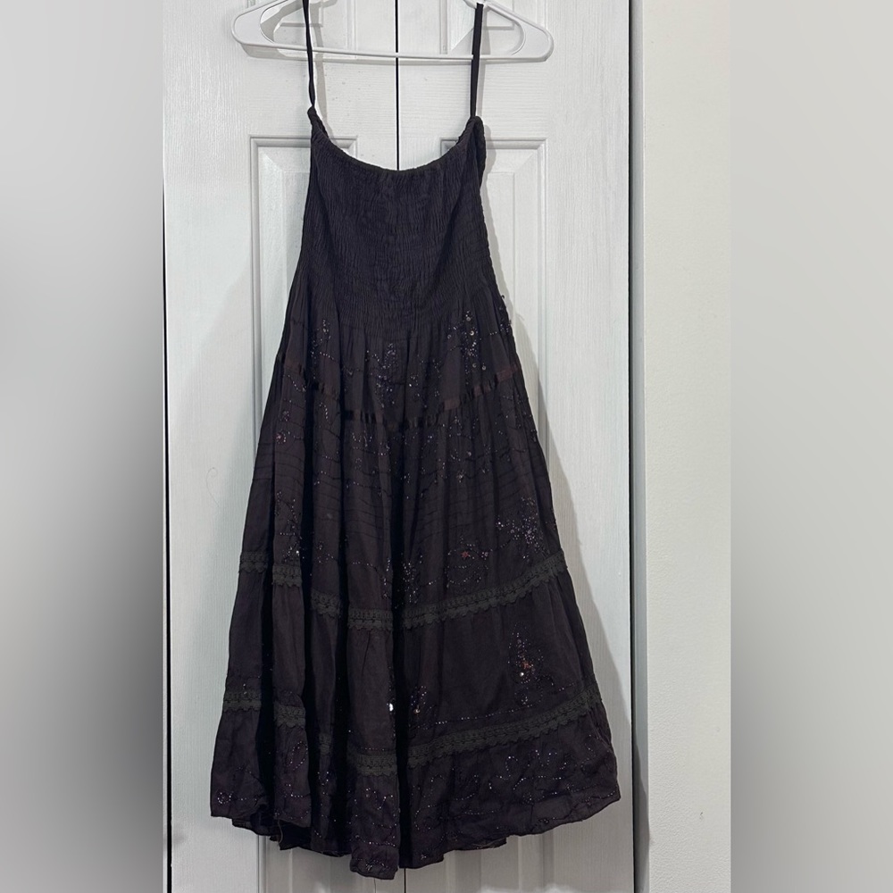 Indian Tropical Fashion Brown beaded strapless dress💗